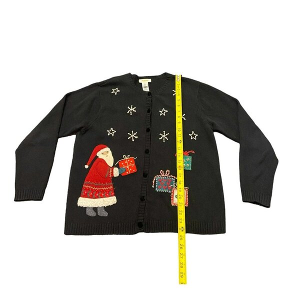 Talbots‎ Sweater Womens Size L Santa Embroidered Ramie Blend 90s Ugly Beautiful - Picture 4 of 7